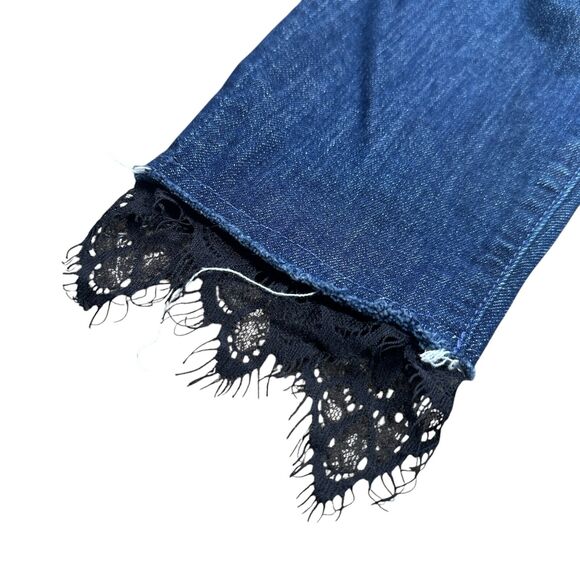 Mother High Waisted Looker Dagger Ankle Fray Jean Women 25 Blue Denim Lacey Wash - Picture 5 of 11